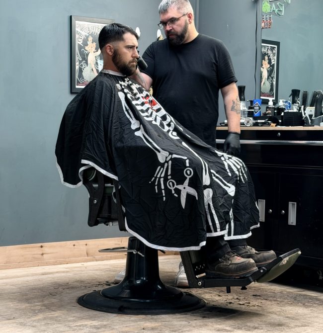 Men's haircut at North Atlantic Barber Company in Waldoboro