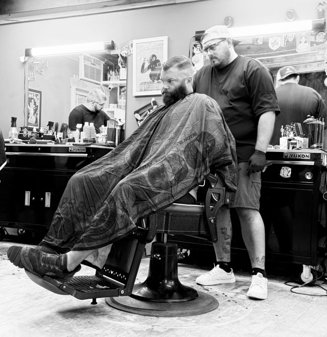Men's haircut at North Atlantic Barber Company in Waldoboro